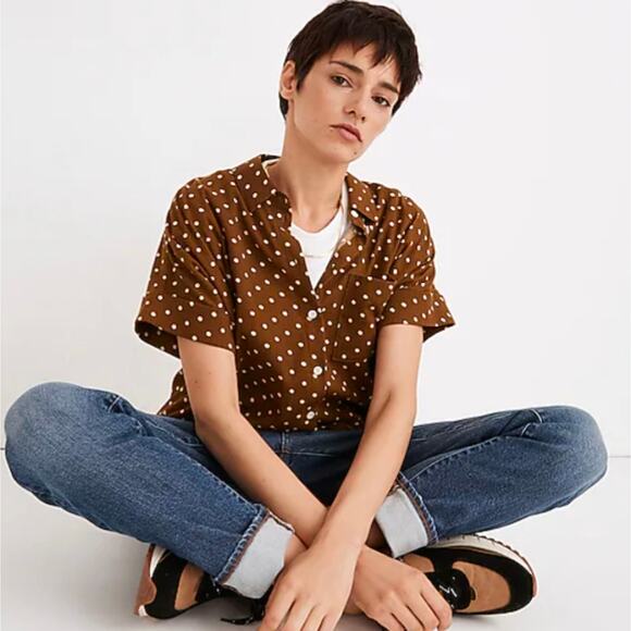 Madewell Daily Shirt in Dot Print Women's Size Small Oversized - Picture 2 of 13